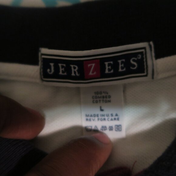 Vintage 90s Phys Ed Staff Gym Closet Embroidered Polo Made in USA Large White - Picture 3 of 5